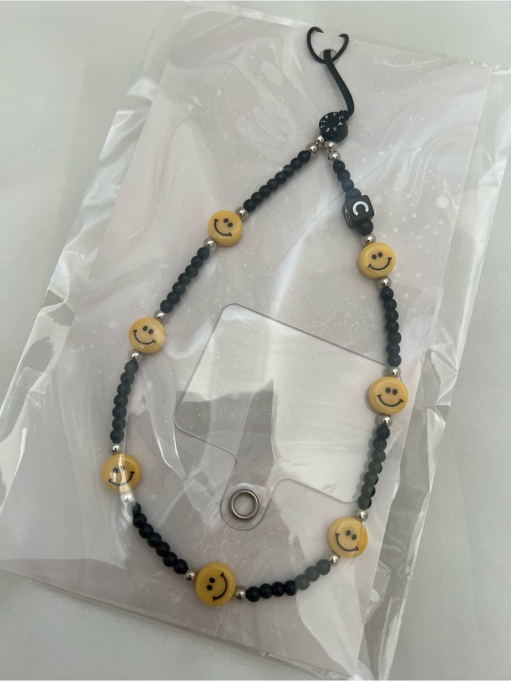 Smiley Face Beaded Trendy Phone Strap Charm